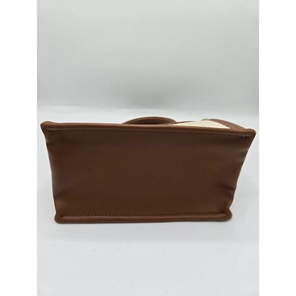 Steve Madden Crossbody Chain Bag Handbag Purse Satchel Cognac Cream Small - Picture 4 of 9